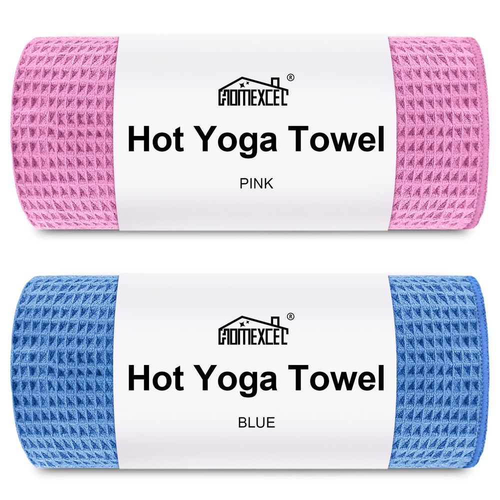 HOMEXCEL front view of two-pack towels showing compact packaging and portability