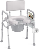 HOMLAND front view showing full commode and stable frame for safer transfers