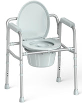 HOMLAND front view of commode showing sturdy frame and comfortable seat benefit stability