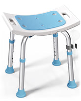 HOMLAND shower chair front view showing compact seating and sturdy frame benefit stability