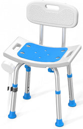 HOMLAND shower chair front view showing sturdy aluminum frame and seat for stable bathing