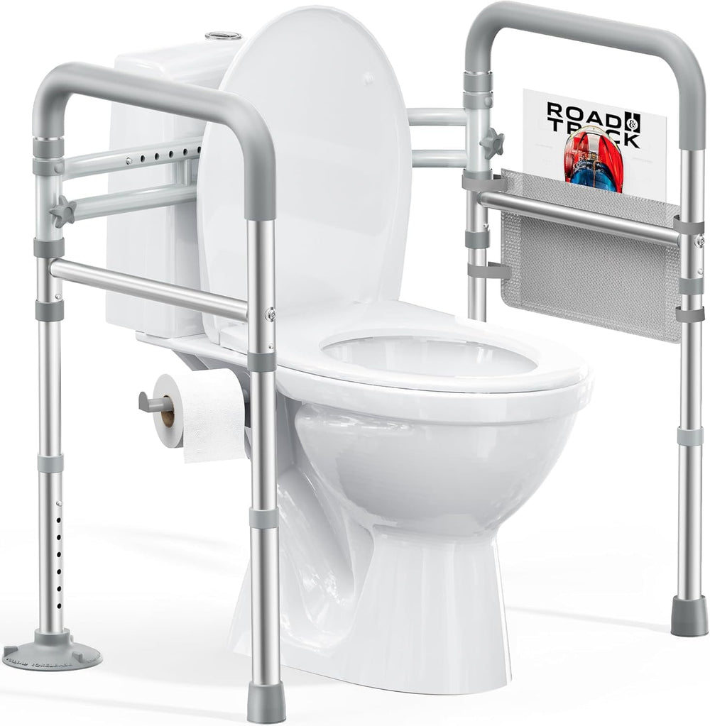 HOMLAND front view of toilet safety rails showing stable aluminum frame and handles for safer transfers