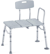 HOMLAND transfer bench front view showing wide seat and stability benefit