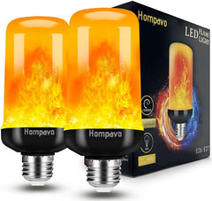 Hompavo front view of flame bulb showing warm realistic glow