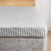 HOMRELEXA front view of Twin XL topper showing slim profile and neat fit