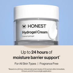 Honest Beauty open jar close-up texture demonstrating cooling, lightweight hydration