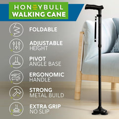 HONEYBULL cane folded compact for easy travel and storage benefit