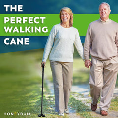 HONEYBULL cane free-standing on floor showing hands-free convenience benefit