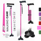 HONEYBULL pink cane front view showing ergonomic handle and stylish benefit
