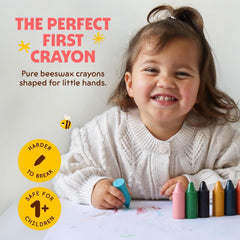 Honeysticks chunky crayon held in a toddler hand for easy grip control