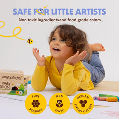 Honeysticks full color array laid flat demonstrating vibrant child-safe pigments