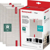 Honeywell R filter front packaging showing product and benefit of genuine replacement