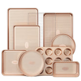 HONGBAKE gold set front view showing all nine pieces and neat stackability benefit