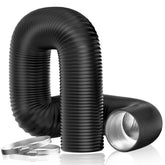 Hon&Guan front view of 4-inch 16ft black vent hose, durable connection benefit
