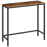 HOOBRO narrow console front view showing slim profile and rustic brown top for space-saving
