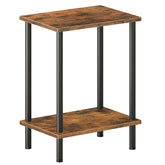 HOOBRO front view end table showing compact two-tier storage and rustic finish benefit