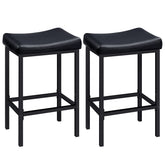 HOOBRO front view of two stools showing sleek black finish and space-saving design