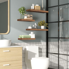 HOOBRO mounted shelf in bathroom holding toiletries for organized compact storage
