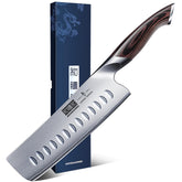 HOSHANHO nakiri front view showing blade and balanced design benefit