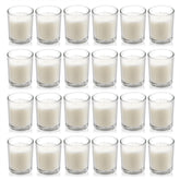 Housecret clear glass votive front view showing neat presentation and easy placement