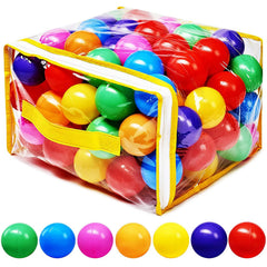 Hovenlay front packaging bag showing 50 colorful balls and storage solution benefit