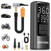 HOVVIDA front view of portable inflator showing compact design and quick access benefits