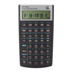 HP 10bII+ front view showing display and compact case for reliable calculations