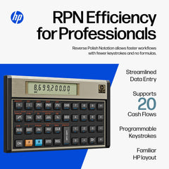 HP 12C side profile showing slim form factor for easy transport