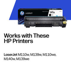 HP 141A side label close-up displaying compatibility details and clear model information
