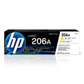 HP 206A yellow front view showing cartridge shape and fit for easy replacement