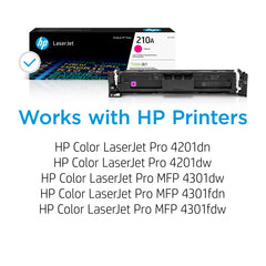 HP 210A magenta cartridge close-up showing toner drum and consistent print quality