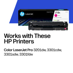 HP 218A cartridge close-up highlighting smooth housing and reliability