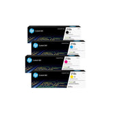 HP 218A full pack front view showing CMYK cartridges and clear branding benefit consistent printing