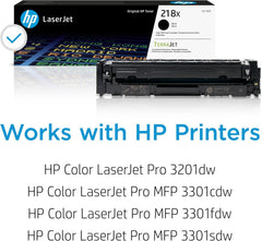 HP black W2180X cartridge close-up showing durable build and consistent text