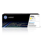 HP 414A yellow front packaging showing model and compatibility benefit