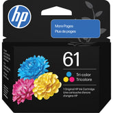 HP 61 tri-color front package showing cartridge and compatibility
