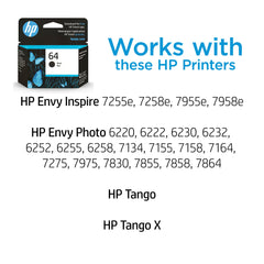 HP 64 cartridge close-up highlighting crisp nozzle details for reliability
