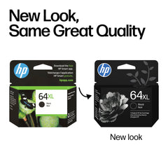 HP 64XL inserted in an HP printer demonstrating easy installation and fit