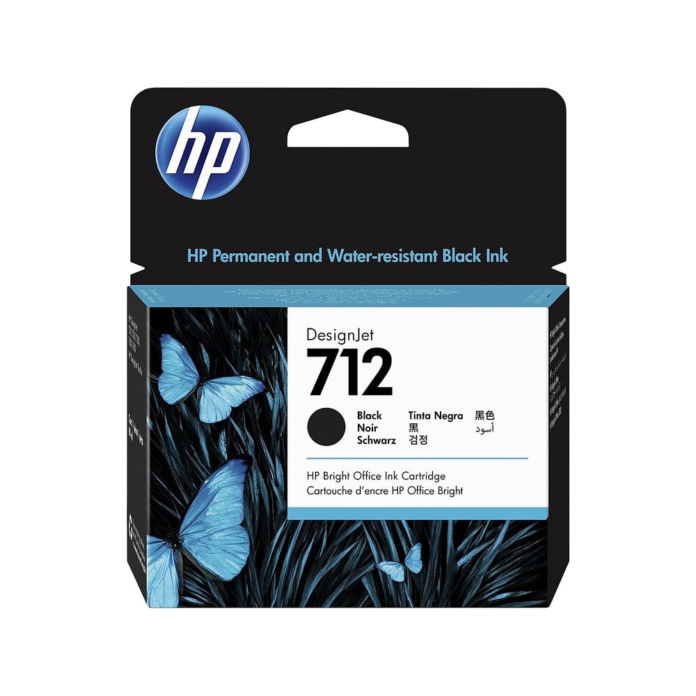 HP 712 front packaging showing cartridge and model for quick identification and reliability