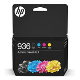 HP 936 front packaging showing four cartridges and compatibility information for easy selection