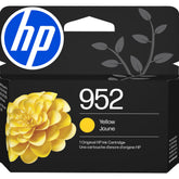 HP 952 yellow cartridge front view showing clear branding and quick install benefit