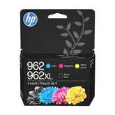 HP 962 four-pack front view showing packaging and included cartridges benefit reliability