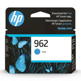 HP 962 cyan front packaging showing product and compatibility benefits