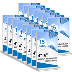 HRSDEIE front view clear stand showing visible double-sided messaging benefit
