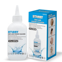 HTLARY front packaging showing 8oz bottle for reliable wound cleansing