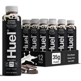 Huel Black front bottle showing label and nutrition benefits