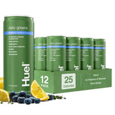Huel Daily Greens front bottle shows bright green drink and convenient single-serve benefit