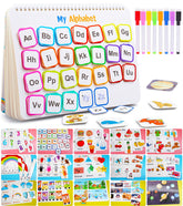 Huijing front cover of busy book showing colorful themes and durable binder benefits