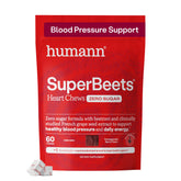 HumanN front packaging of SuperBeets Heart Chews showing label and pomegranate berry flavor benefits