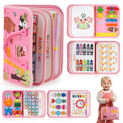 HumorPlay front cover of busy book showing colorful educational design and portability benefits